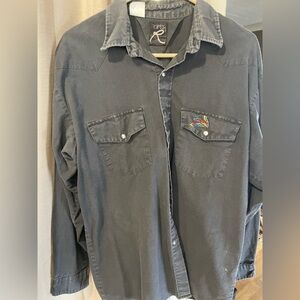 Mens vintage country western Button-Up Shirt with Embroidered Logo